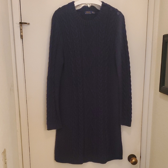 Polo Ralph Lauren Dresses & Skirts - Polo Ralph Lauren Navy Blue Cable Knit Dress